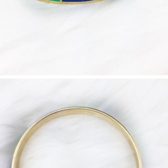 J. Crew Blue Green Enamel Bangle Gold - Picture 3 of 3